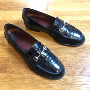 Vintage patent leather horsebit loafers